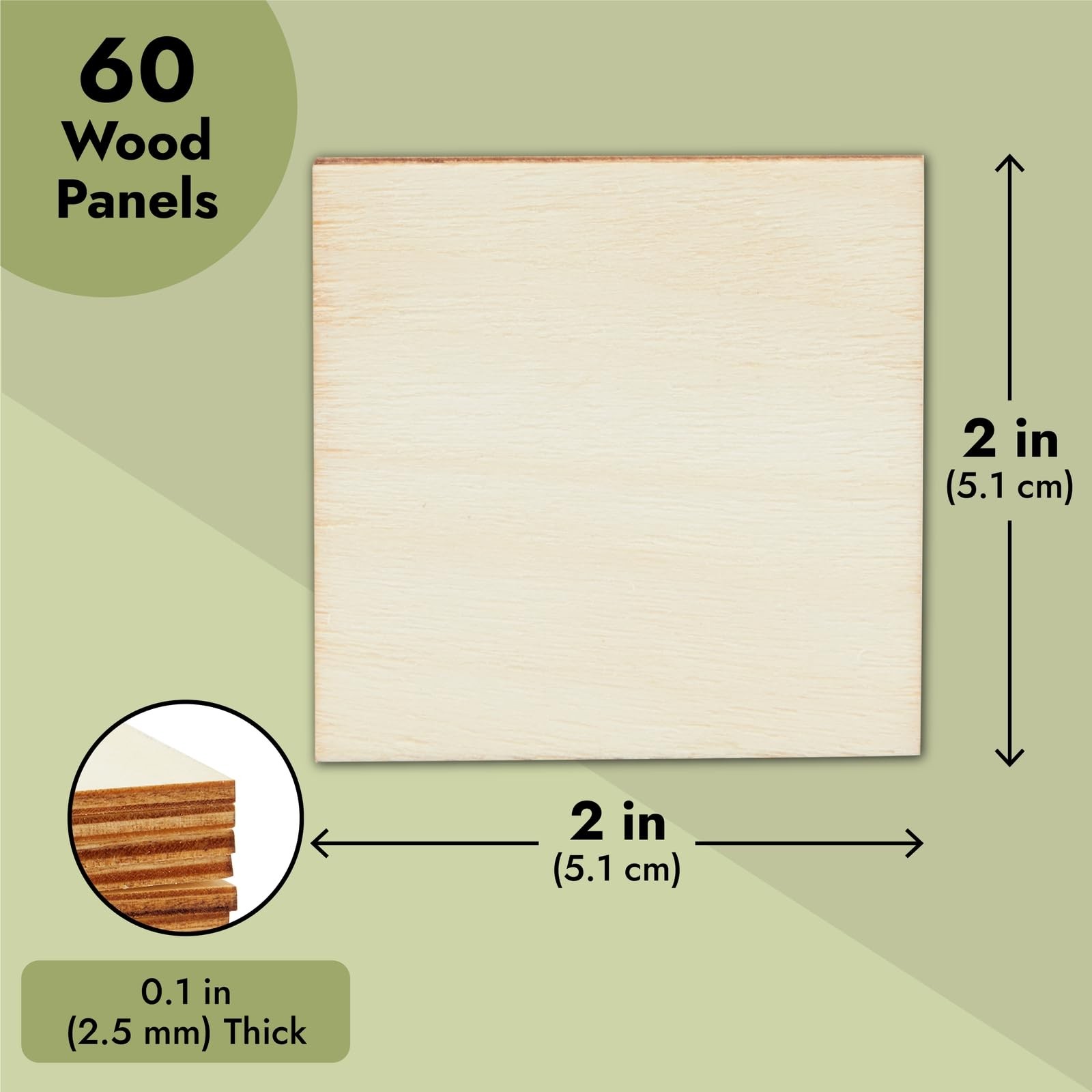 Juvale Wood Squares for Crafts - 60 Pack, 2 x 2 60 2 x 2 Inches, 2 X 2
