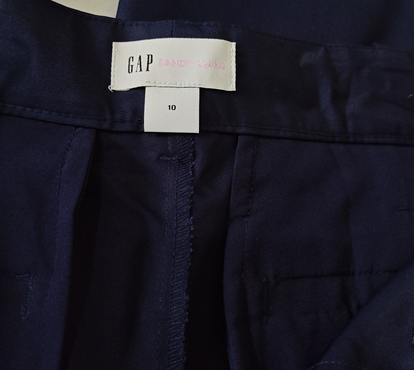 GAP x Sandy Liang Mid Rise Bow-Back Navy Blue Khakis, LTD ED - Women’s Size 10