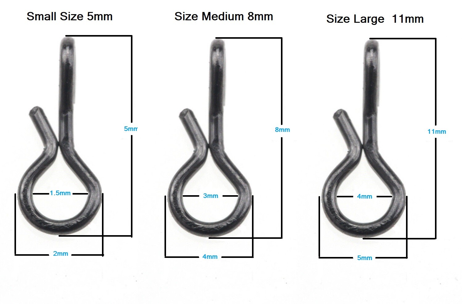 Fast Snap 5/8/11 mm Quick Link No Knot Clip Speed Attach Fly/Lure Leader Snaps
