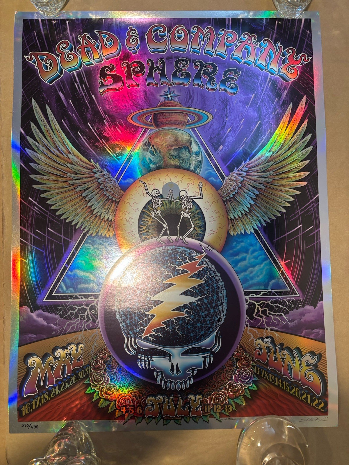 DEAD & COMPANY/ 2024/ SPHERE/ EMEK signed FOIL poster xx/435