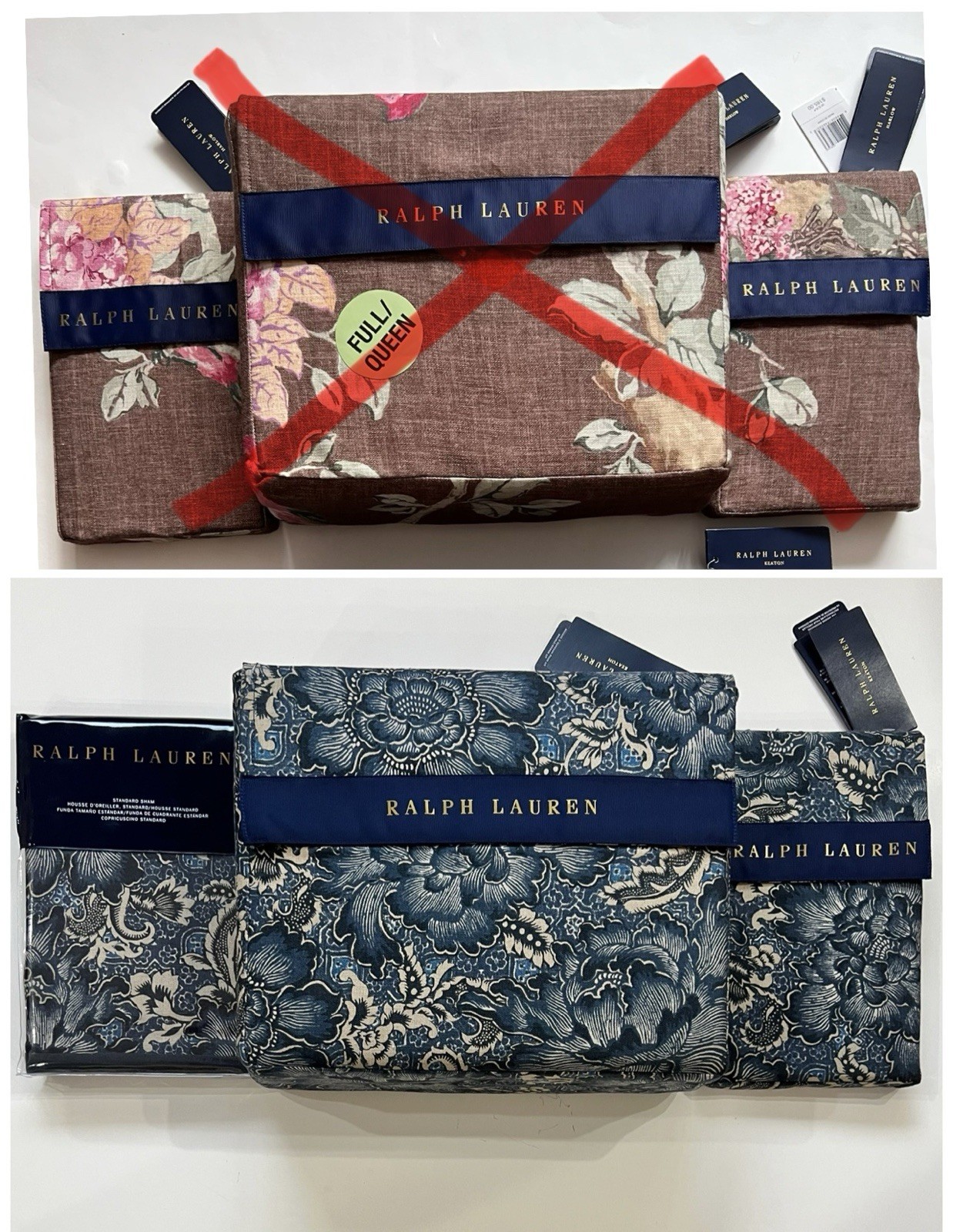 3pc RALPH LAUREN Queen Duvet Set KEATON INDIGO BLUE NWT