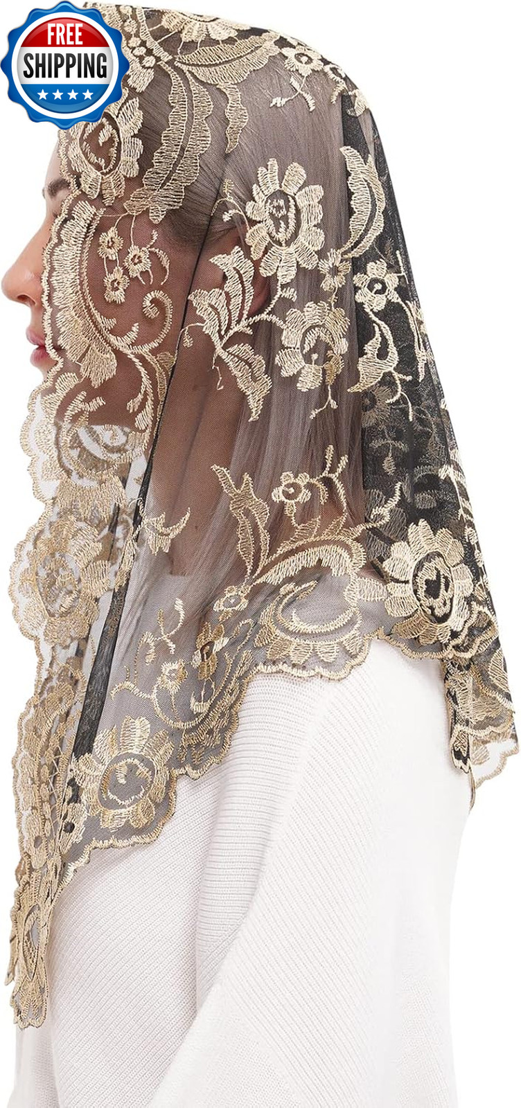 Embroidery Lace Veils Catholic Church Mantillas Chapel Scarf Lace Mass