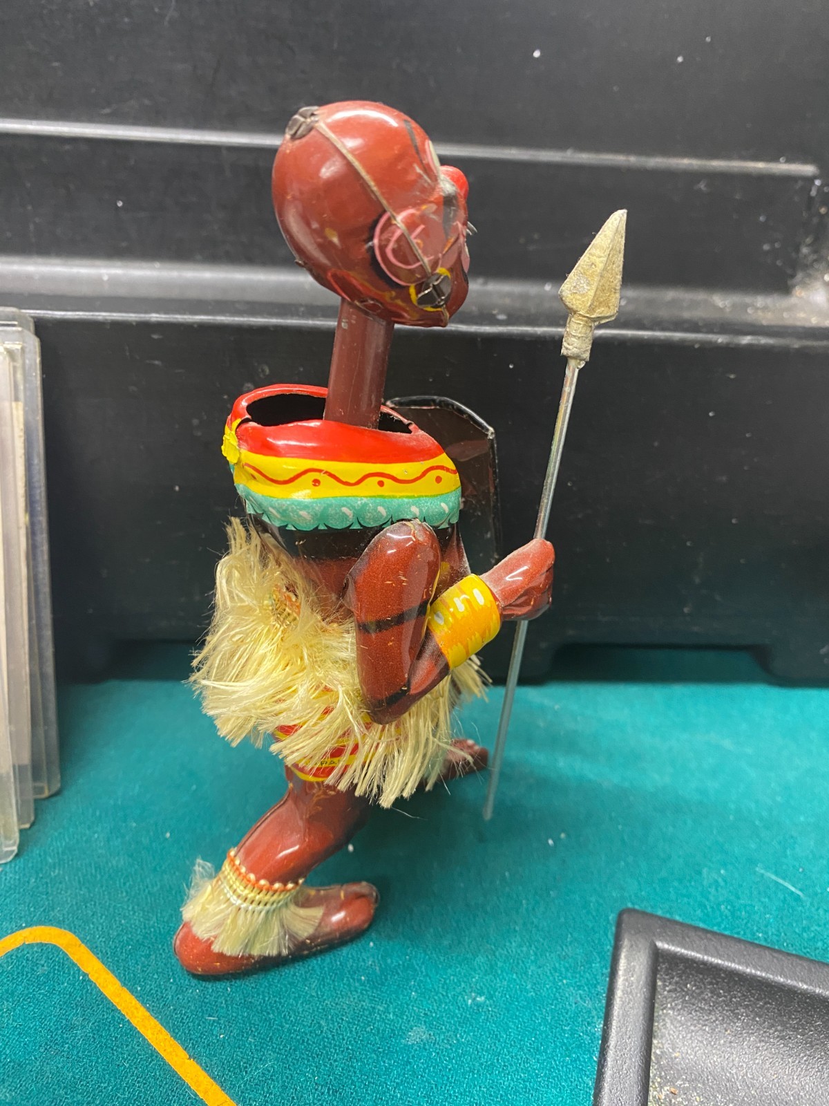 Vintage Pango Pango African Dancer Tin Mechanical Wind up Toy In Original Box