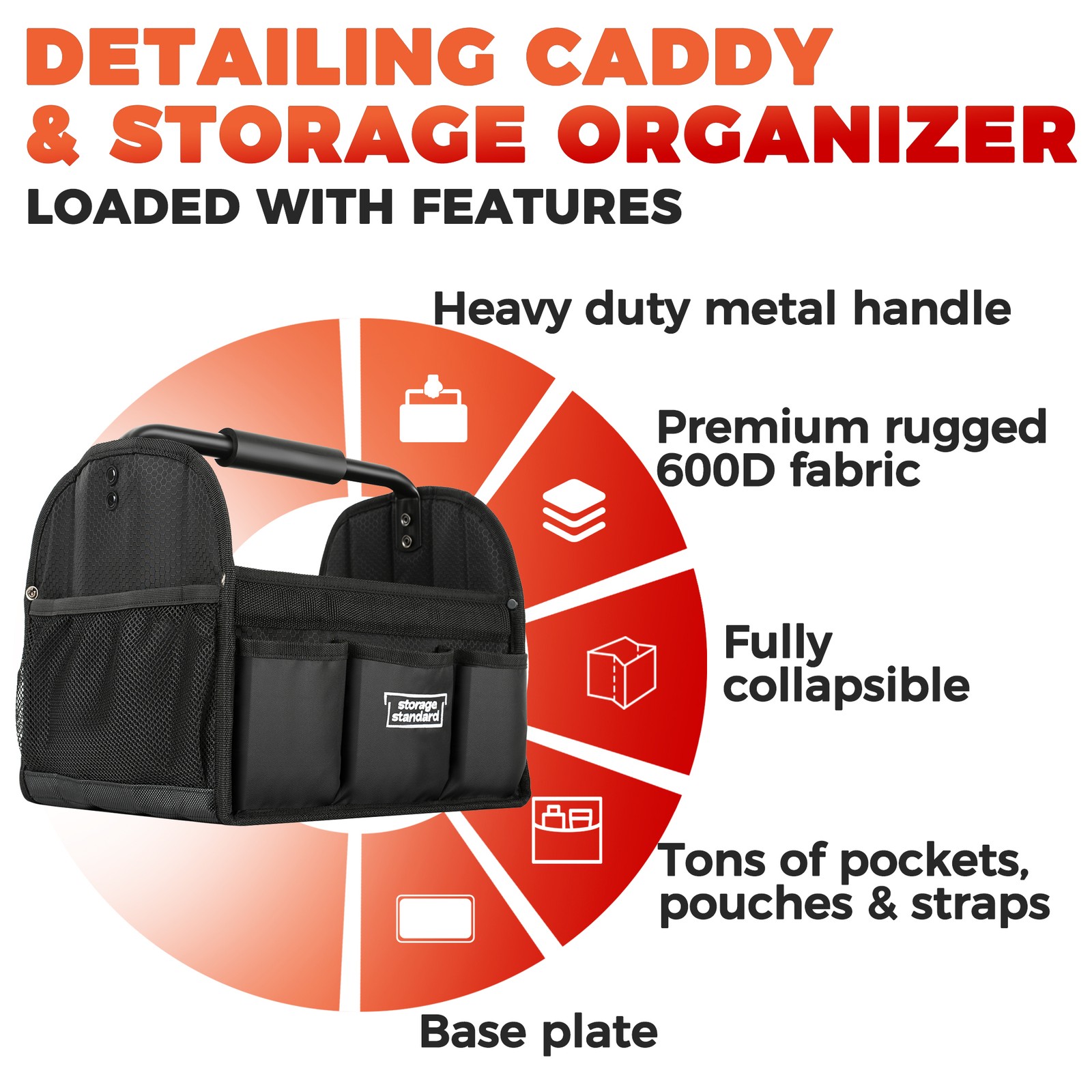 Detailing Caddy Organizer with Handle - Storage, Cars, & Cleaning Caddy