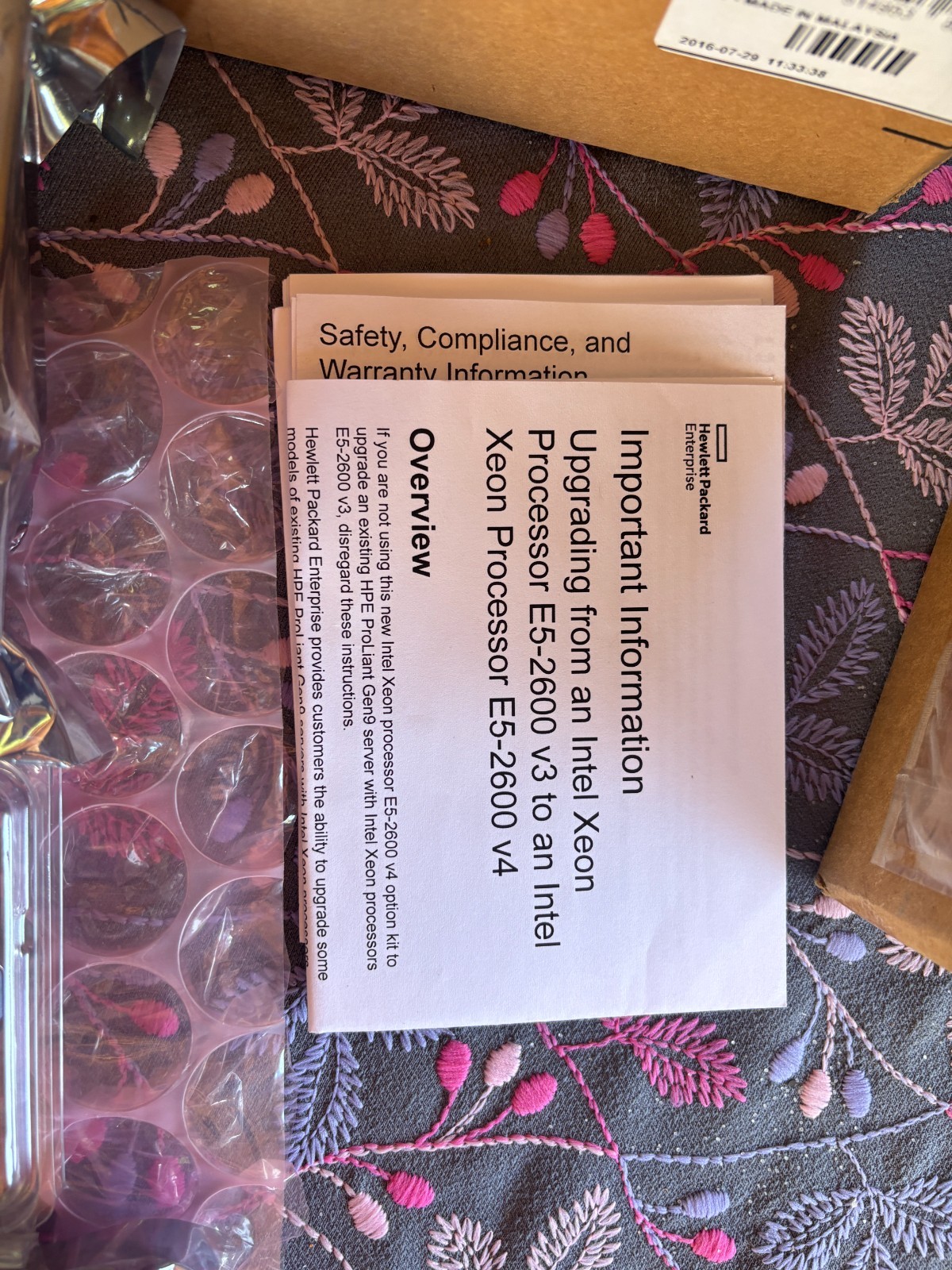 HPE DL360 Gen9 Xeon E5-2650Lv4 1.7GHz 35MB 65W Processor Kit SERVER 818166-B21