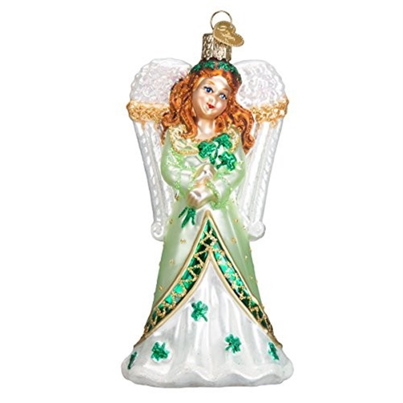 Old World Christmas Glass Blown Ornament, Irish Angel (With OWC Gift Box)