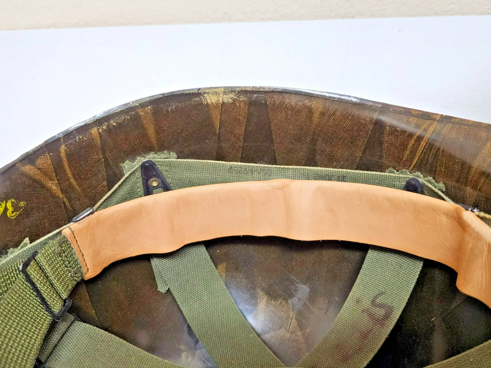 1950s US Army M1 Helmet w/ Green Metal Chinstrap & Liner