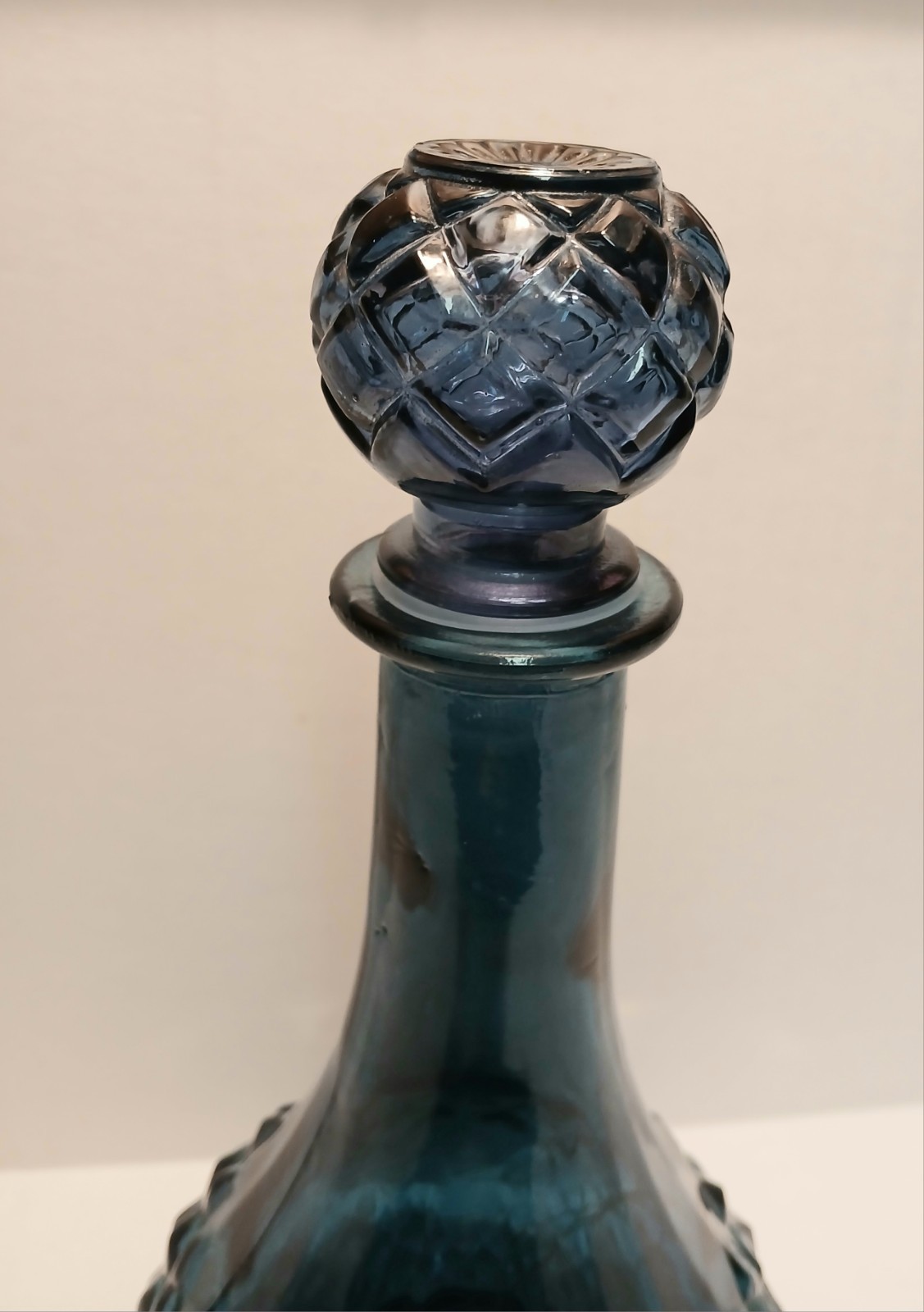 Dark Teal Blue Lightup Genie Bottle Basket Weave 11"