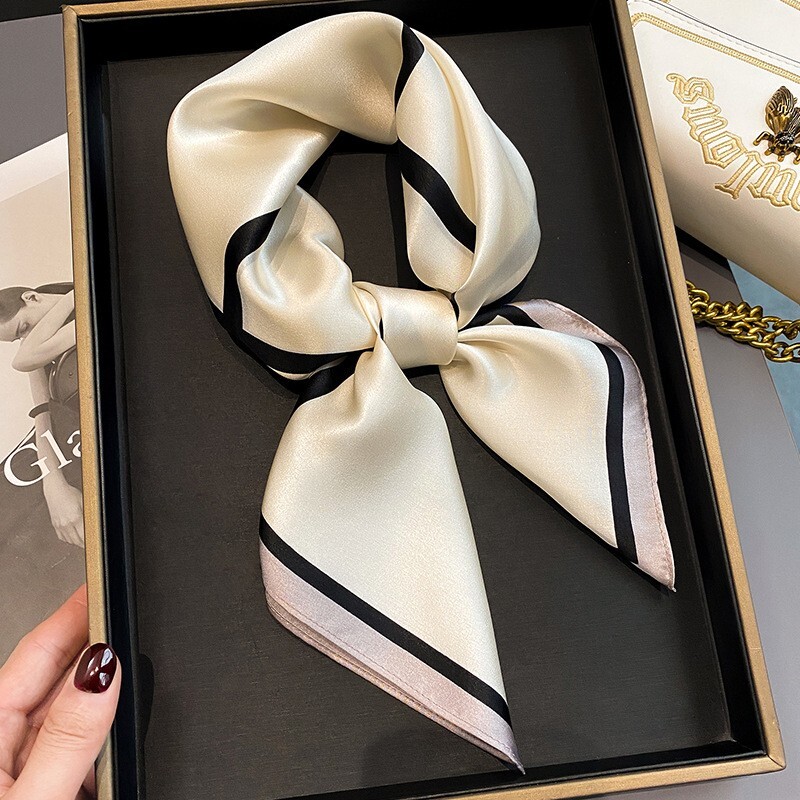 100% Mulberry Silk 27" Square Scarf Women Neckerchief Wrap Fashion Design Check