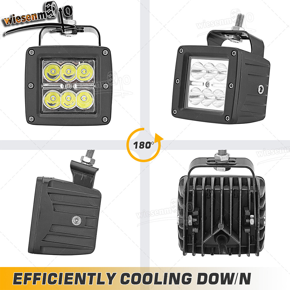 Fit 14+ Polaris RZR 800 900 XP 1000 Dual 24W LED Light Pods Headlight Mount Kit