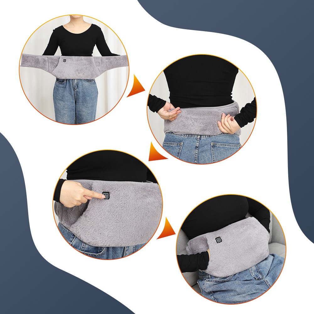 USB Powered Heating Waist Abdomen Belt, Electric Heating Pad with Hand Pockets