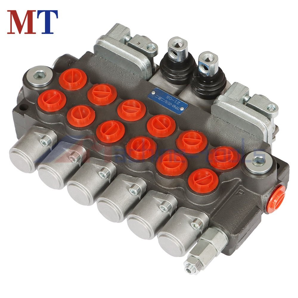 6 Spool Hydraulic Backhoe Directional Control Valve With 2 Joysticks 11GPM