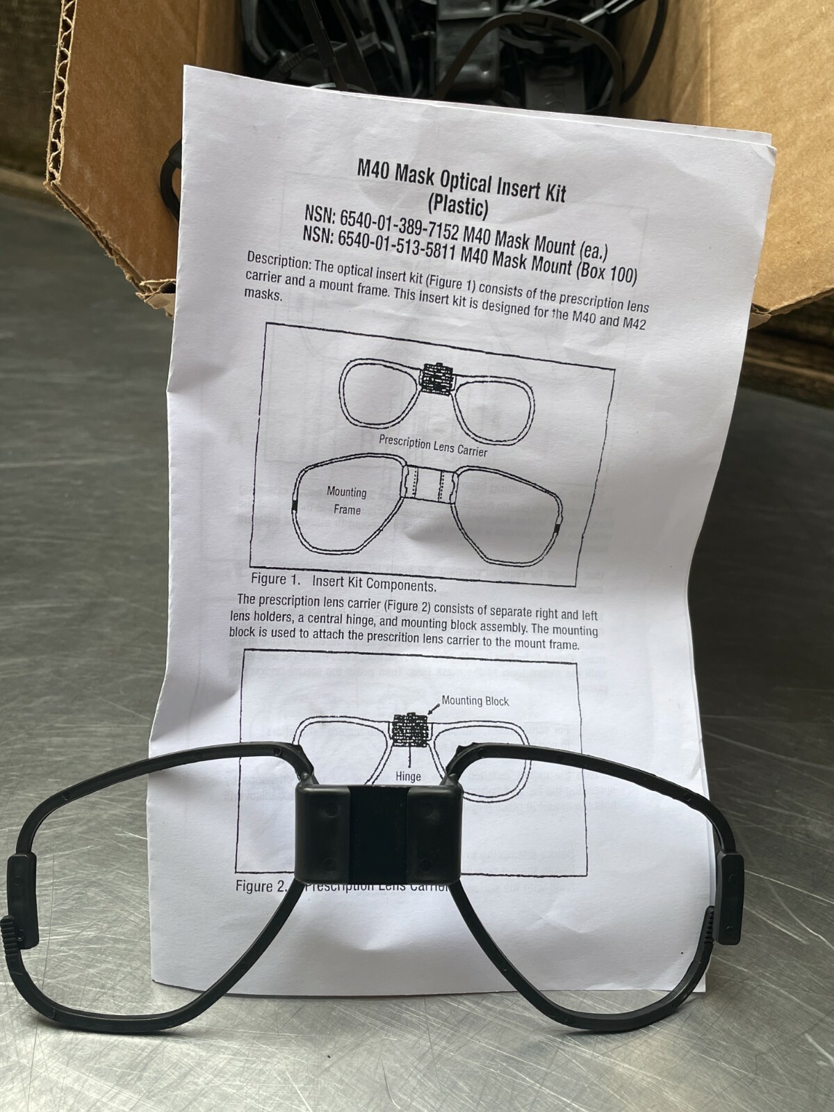 M40, M42 Gas Mask Optical Insert Mount Kit 4240-01-389-7152 for Rx Lens Carrier