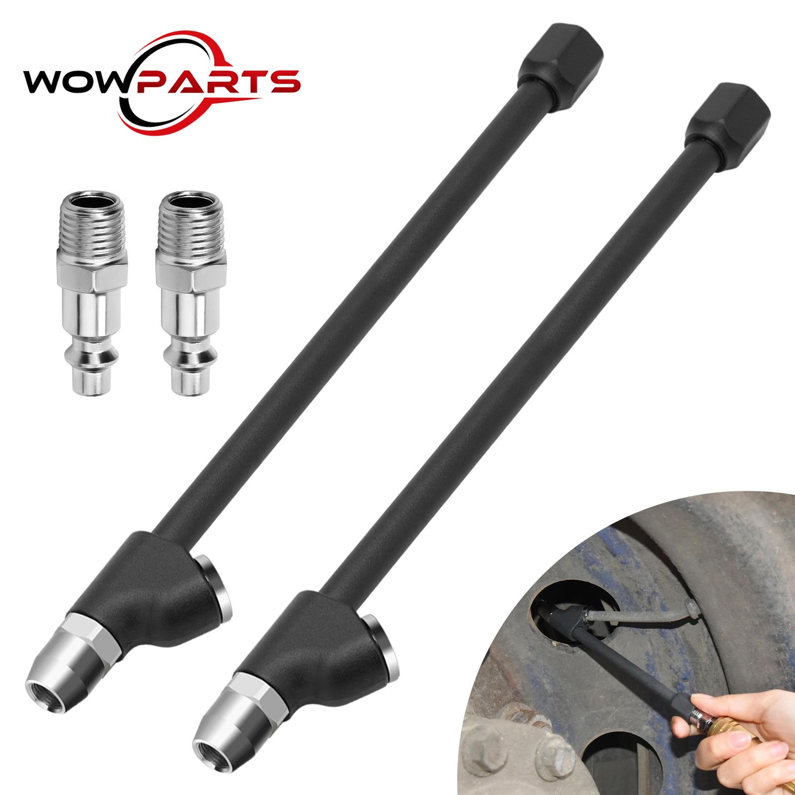 2pcs Extended Reach Dual Head Air Chuck Set 13in Lock On Tire Inflator Car Truck