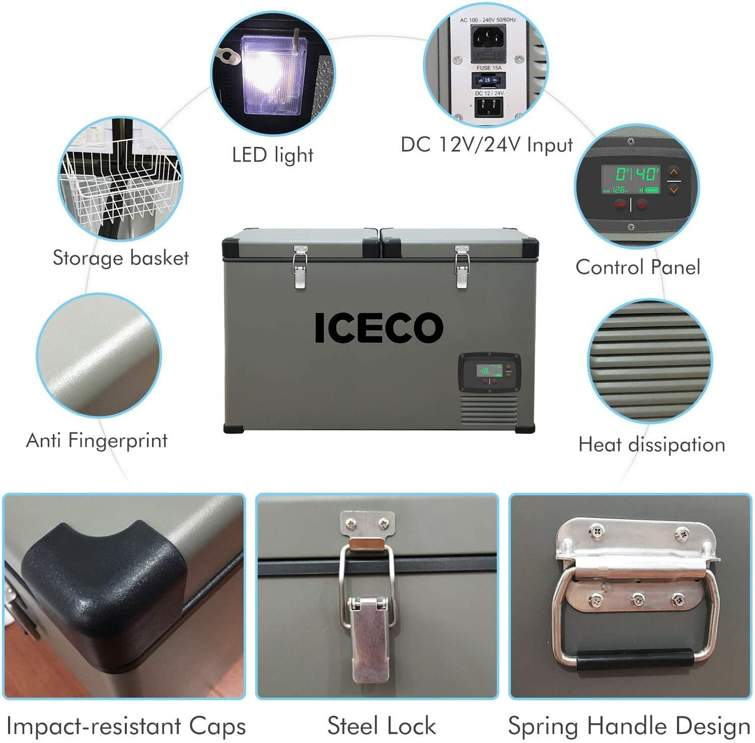 47/63/68/76QT Portable Freezer Fridge Cooler Car Camping Truck Refrigerator