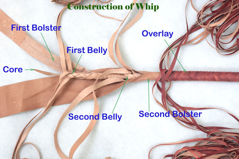 Kangaroo Leather Hide Bullwhip 04 to 16 Feet,16 Plaits Indiana Jones Bull Whip