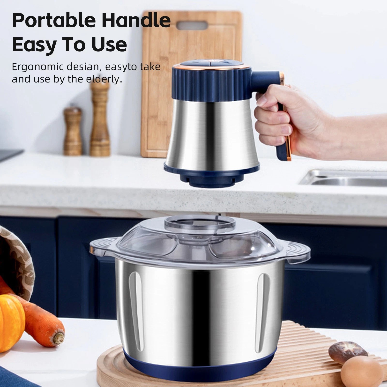 500W Electric Food Chopper Electric Stainless Steel Processor Meat Grinder Mixer