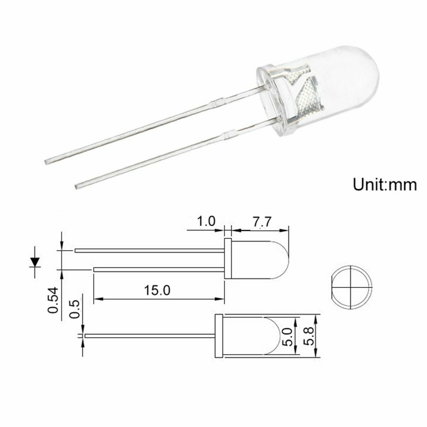 LED 5mm T1-3/4 Cool White Ultra Bright Water Clear - 10x 25x 50x Packages US