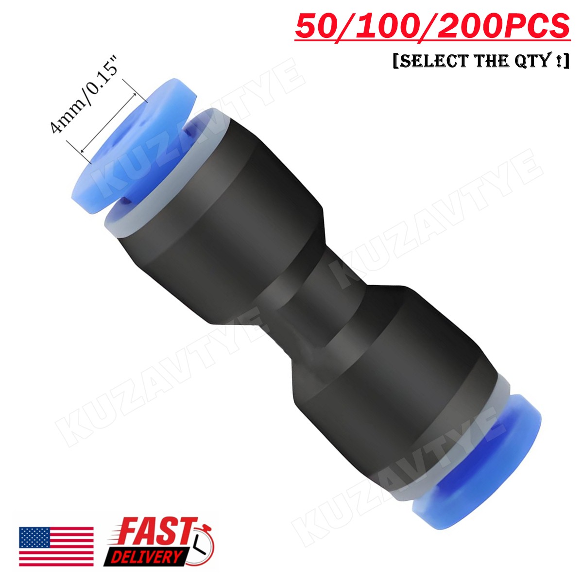 50/100PCS Straight Push Connectors 4/6/8/10/12mm Air Line Quick Release Fittings