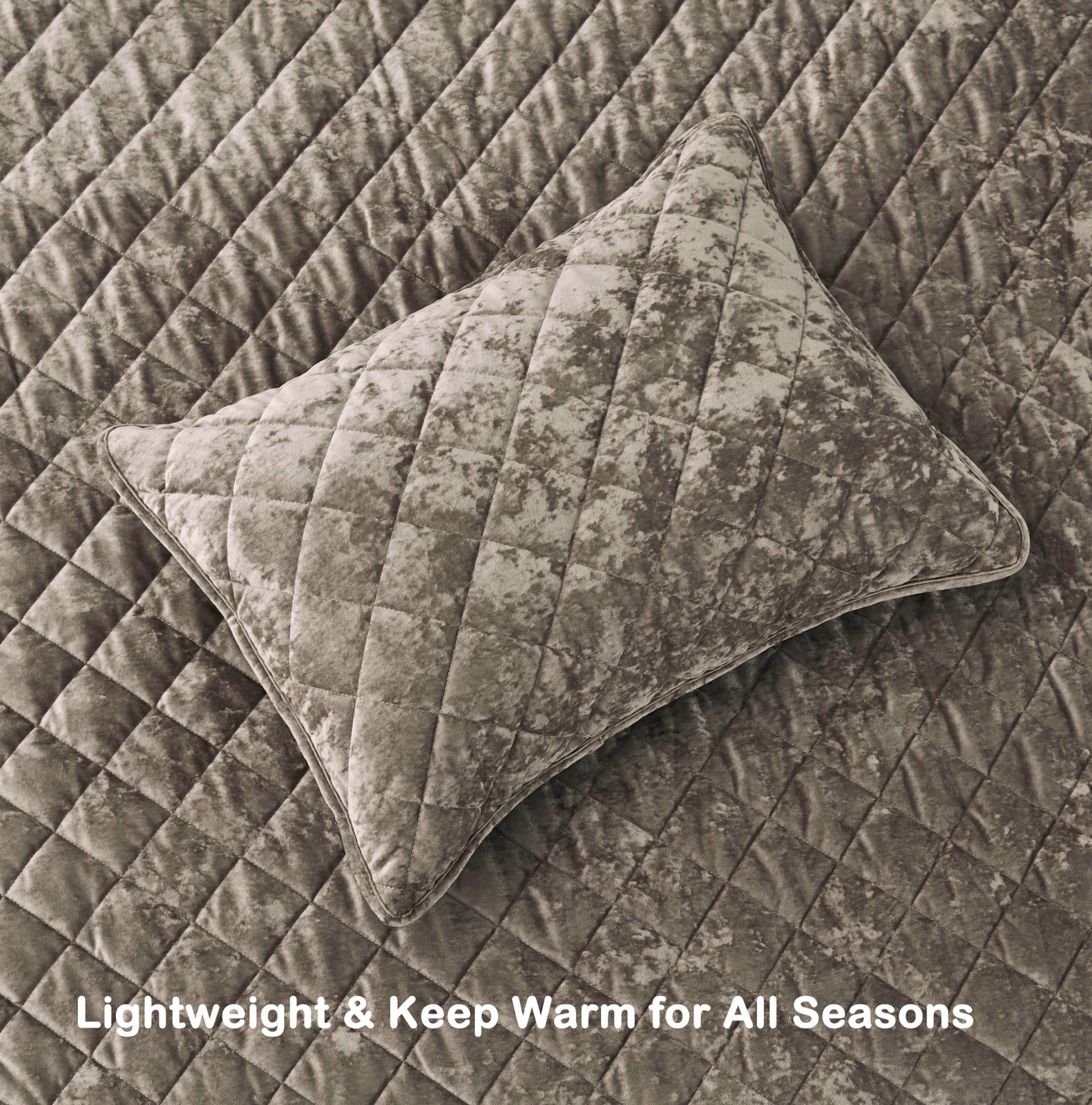 Chezmoi Collection Lux 3-Piece Diamond Stitch Plush Distressed Velvet Quilt Set