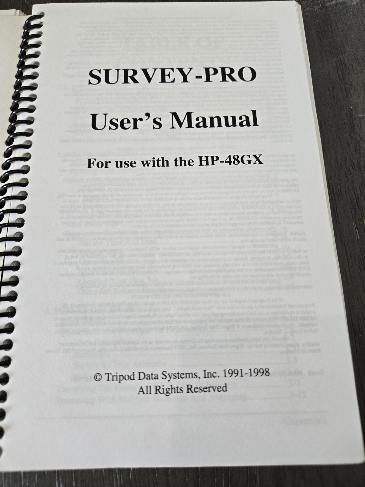 TDS-48GX Survey Pro Reference, TDS-48GX Survey Pro User's Manual