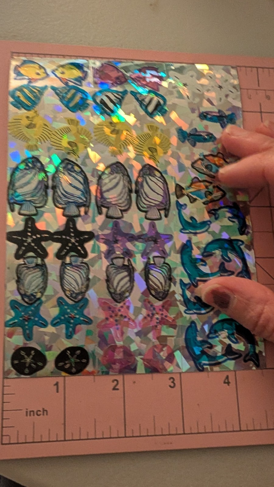 Vintage Stickers Early Sandylion ?? Prism Dolphins Fish Starfish Large Sheet