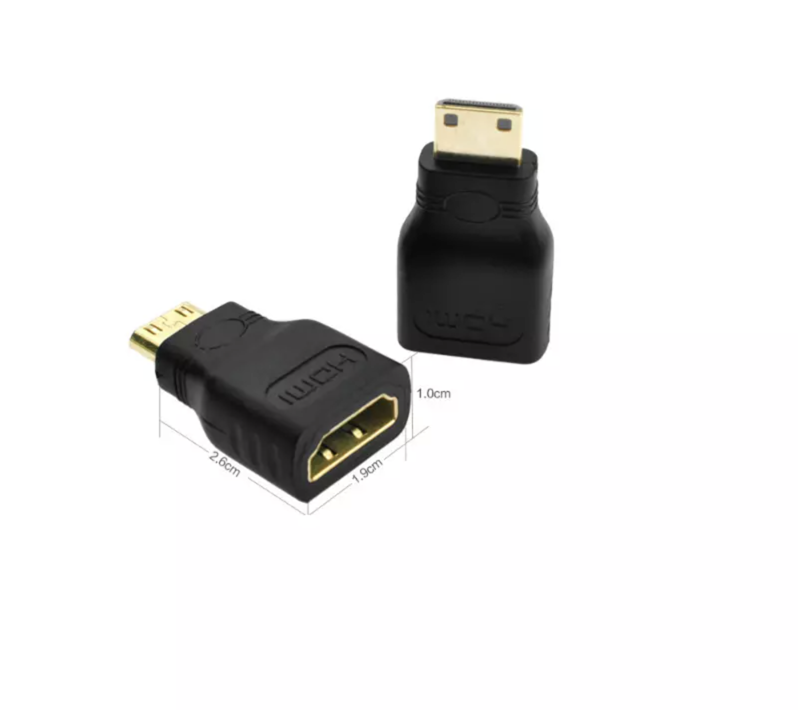 2 x Mini HDMI Male to Standard HDMI Female Adapter Gold Plated HDTV 4K 1080p 3D