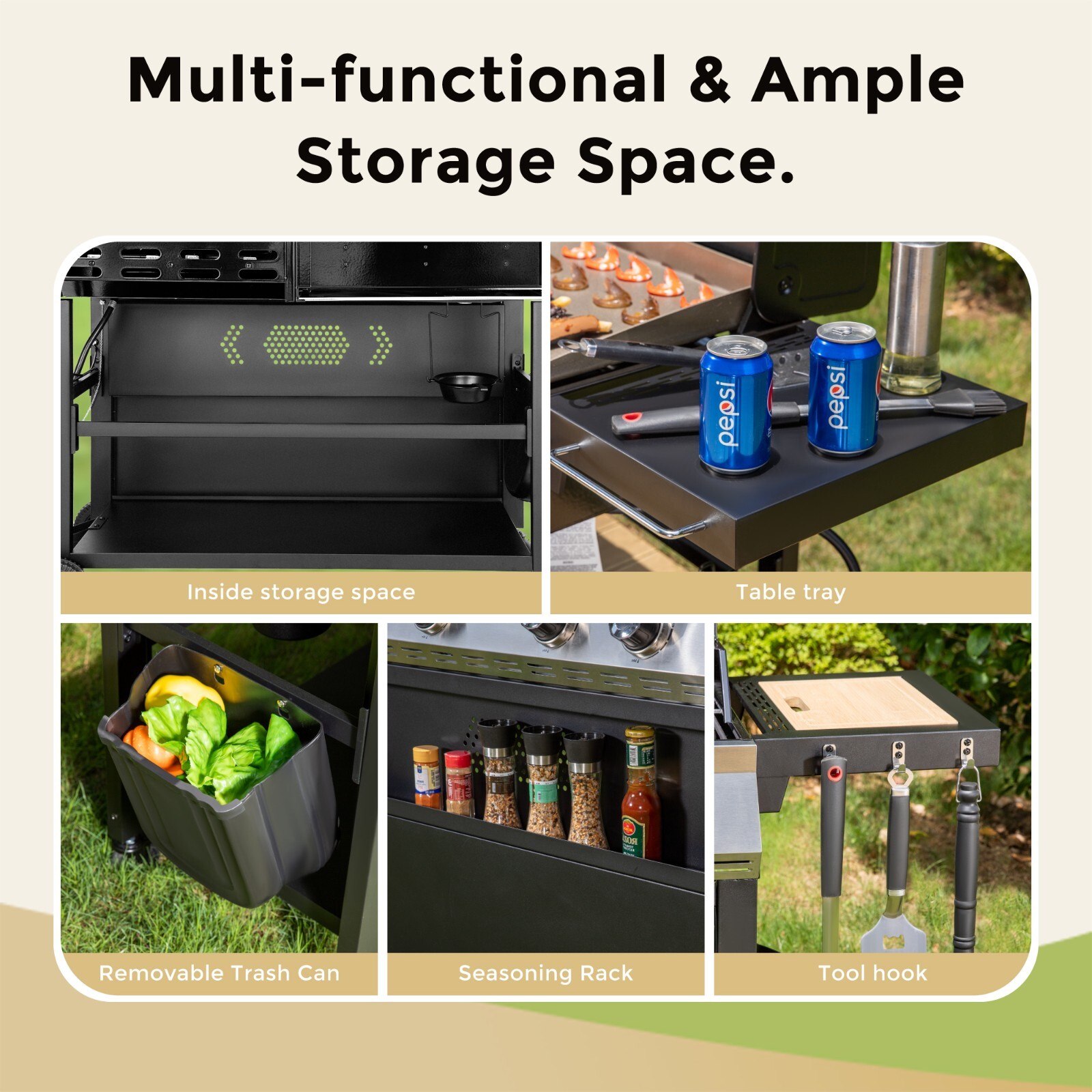 5-Burner Propane Gas Griddle Frying Combo Stainless Steel Outdoor BBQ Grill