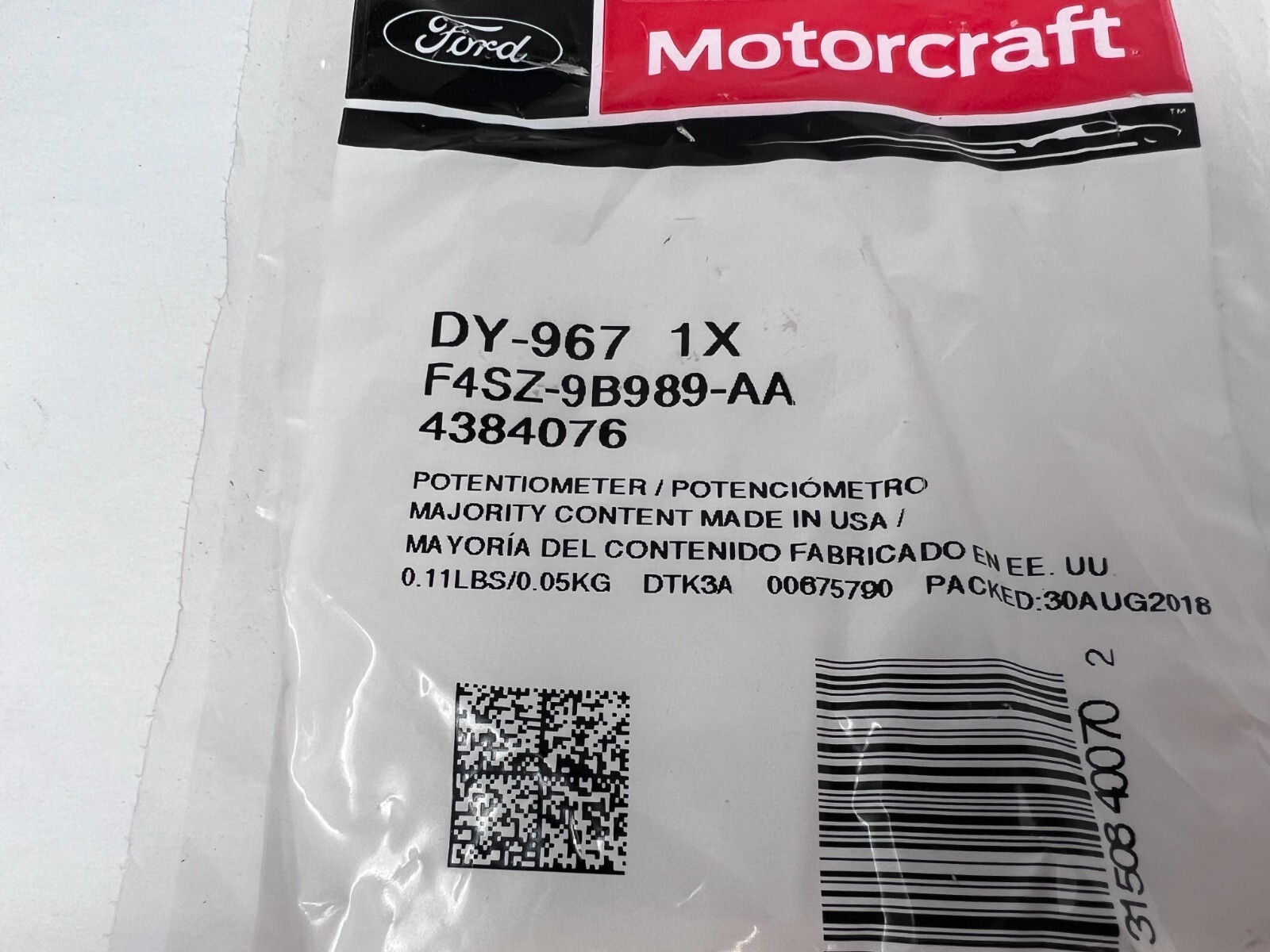 New OEM Motorcraft DY967 F4SZ-9B989-AA Throttle Position Sensor TPS