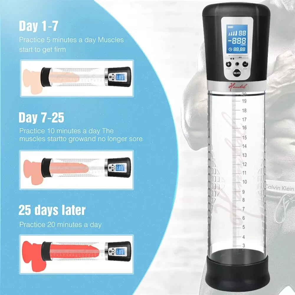 Vacuum Electric Penis Pump Digital rechargeable Male Men Penis Enlarger Growth