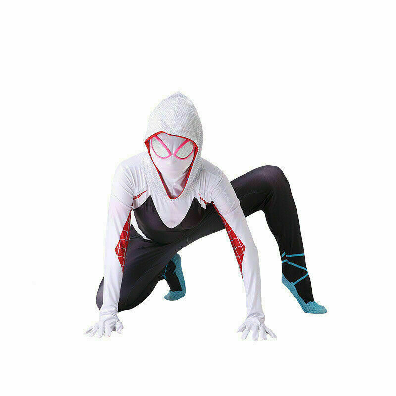Spider-Women Gwen Stacy Costume Girls Spandex Jumpsuit Cosplay Bodysuit Outfits