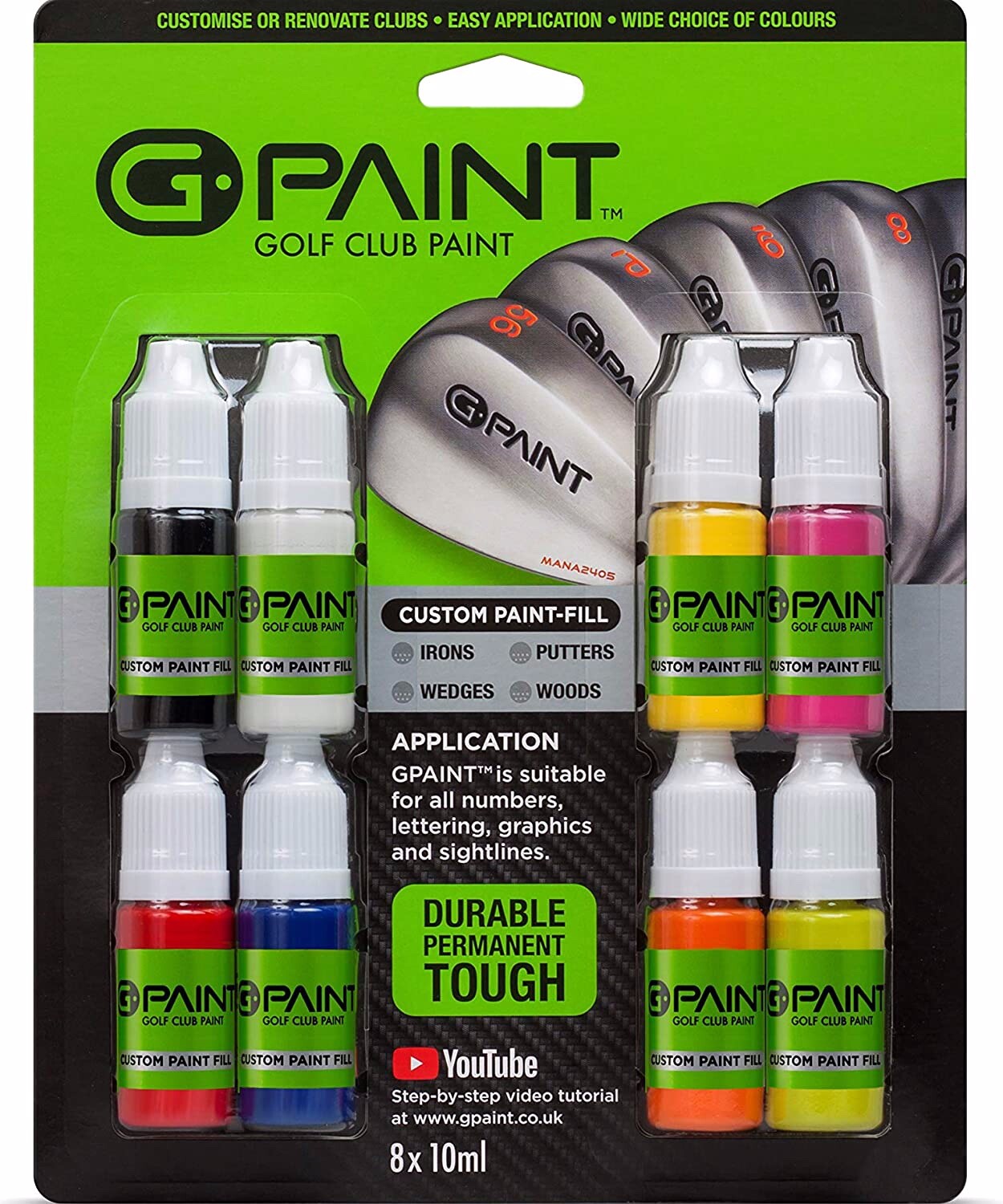 G-Paint Golf Club Paint -(8 Pack)- Customize Paint Fill or Refurbish Golf Clubs