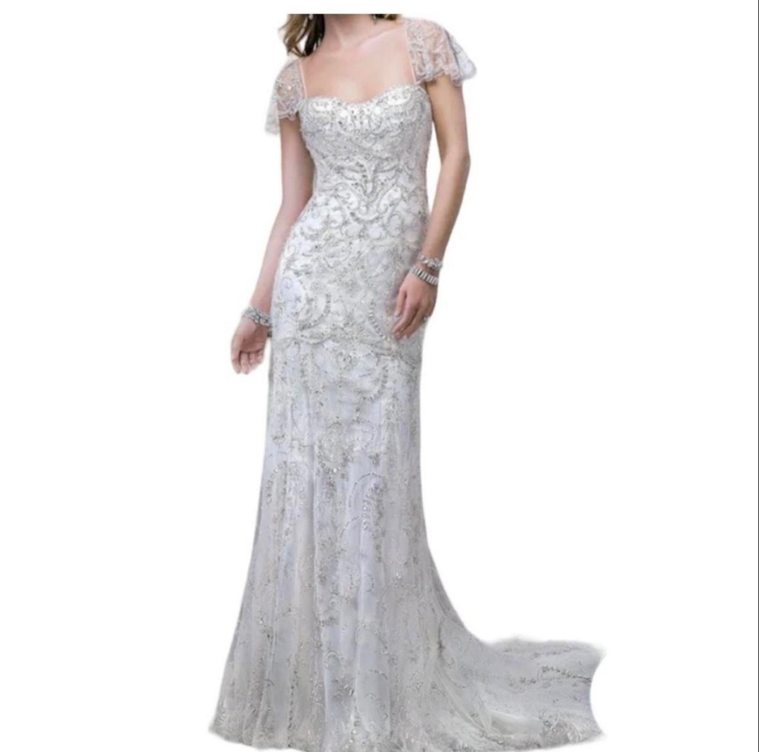 Sottero and Midgley Ivory Beaded Strapless Fit Flare Wedding Dress