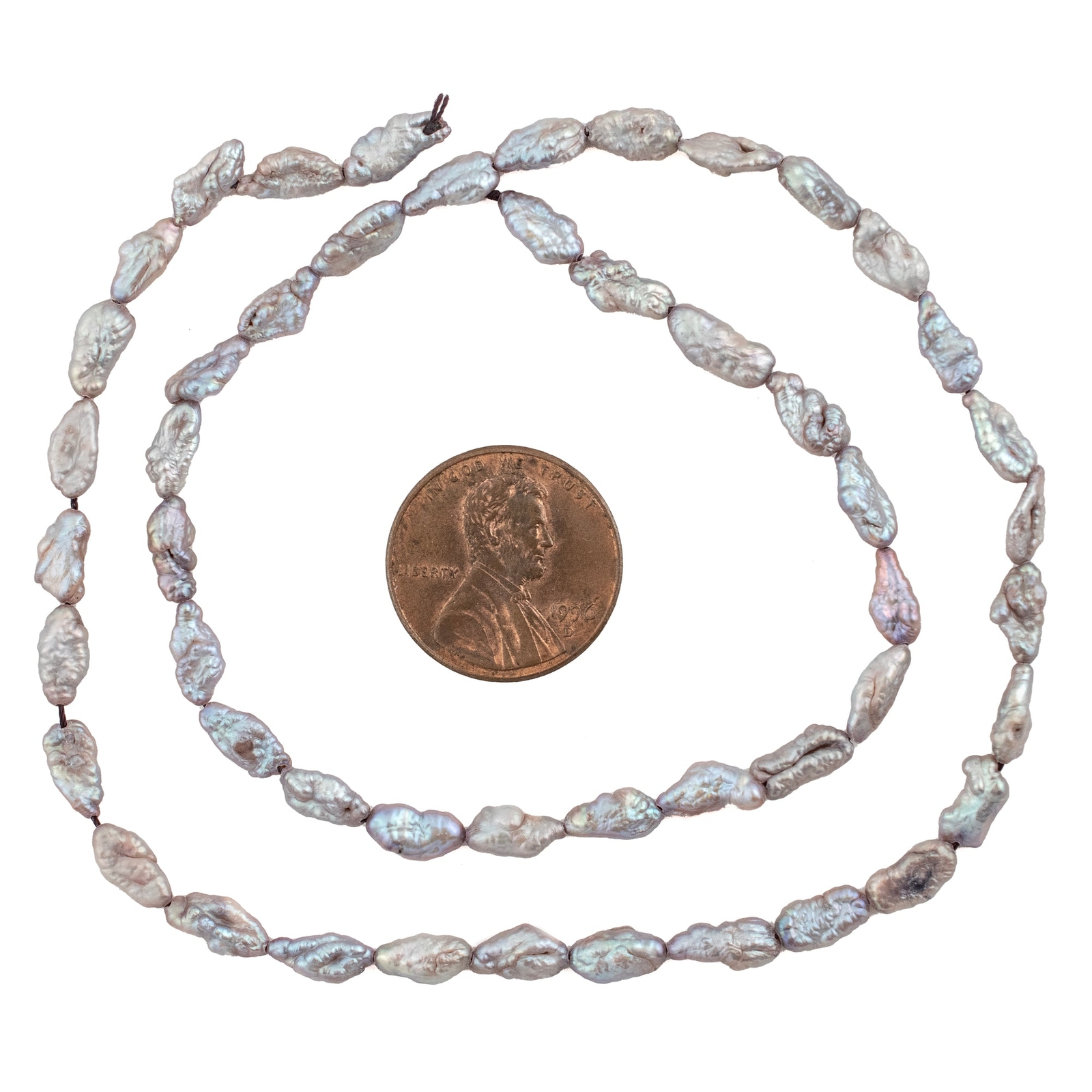 Iridescent Grey Vintage Japanese Rice Pearl Beads 4mm Oval 16 Inch Strand