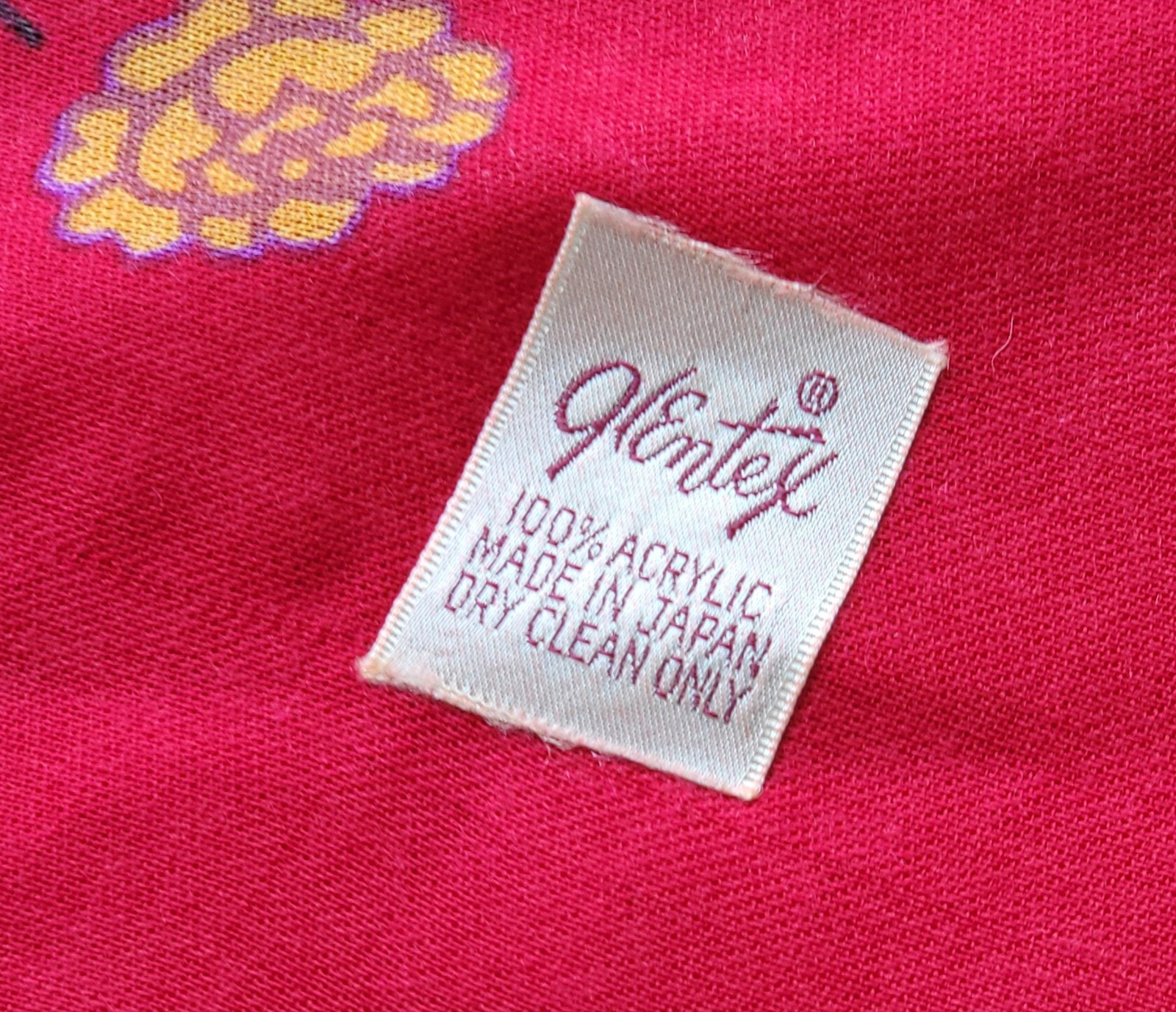 Vintage Square Woven Print Scarf Floral Red Blue Yellow Pink Fringe Japan 48”