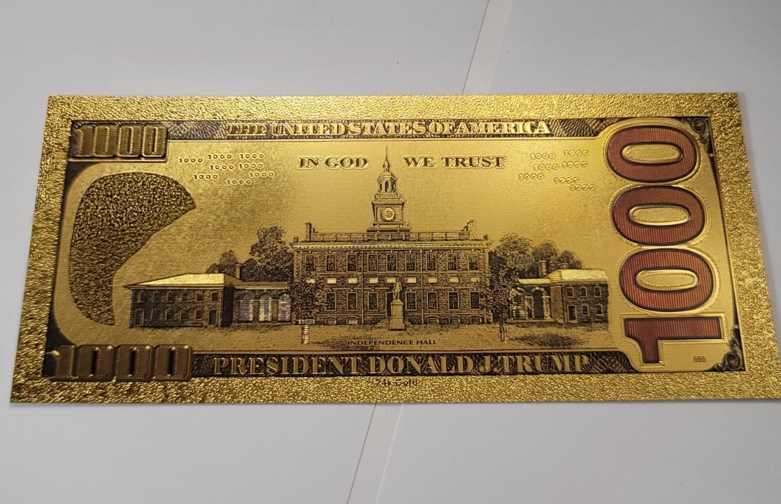 Donald Trump $1000 Bill, Bank Note - 24kt Gold Foil Commemorative - FREE Ship!