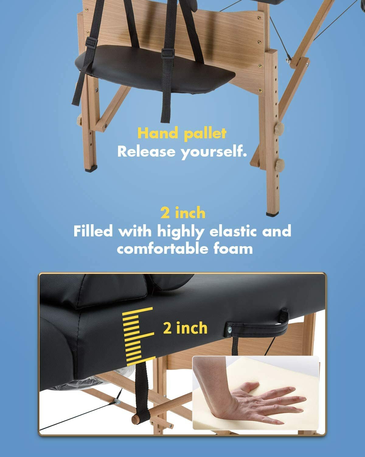 84" Massage Table Massage Bed Spa Bed Adjustable 2 Folding Portable, Black