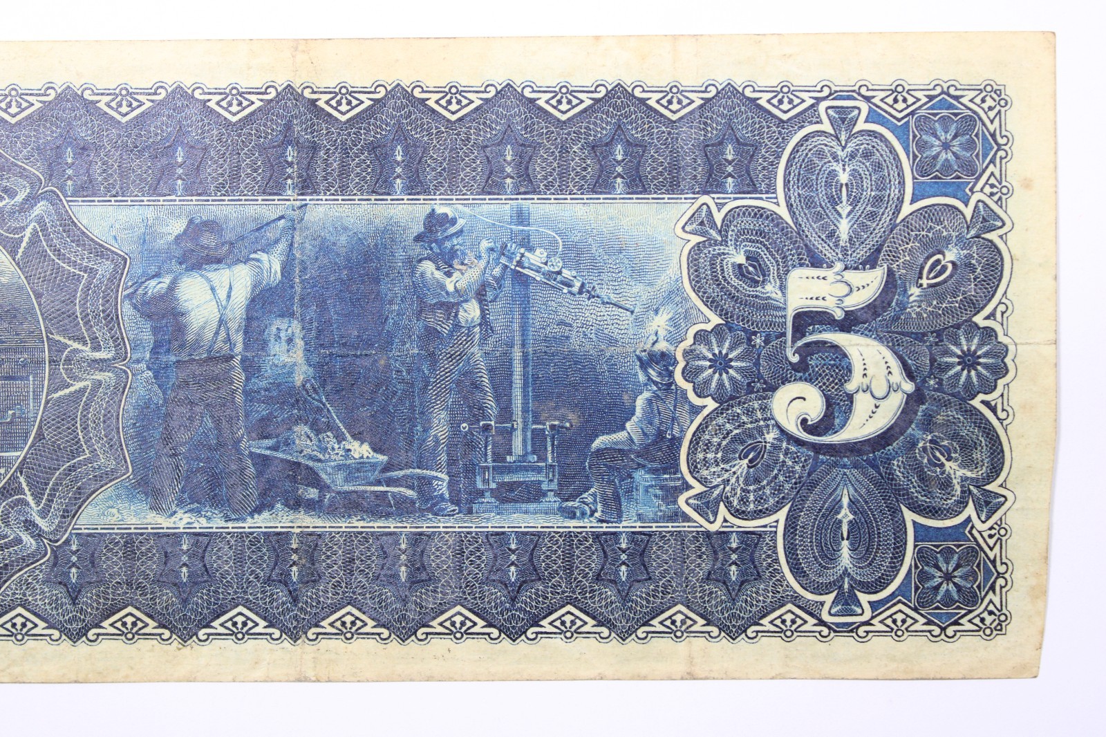 1914 El banco Minero 5 pesos Circulated Banknote Serie H.51 VF # 0416