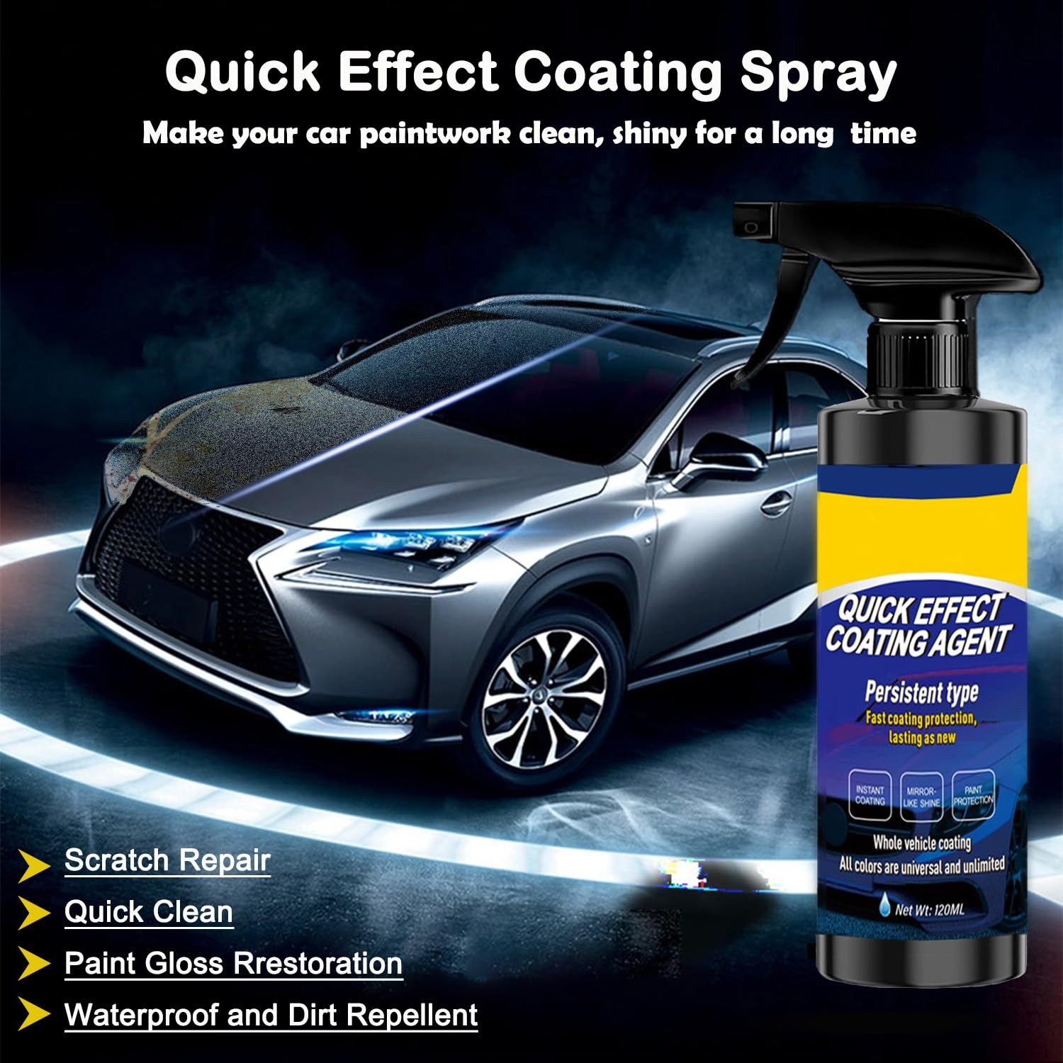 Quick Effect Coating Agent, Ceramic Coating Spray for Car Wax Polish Paint Scrat