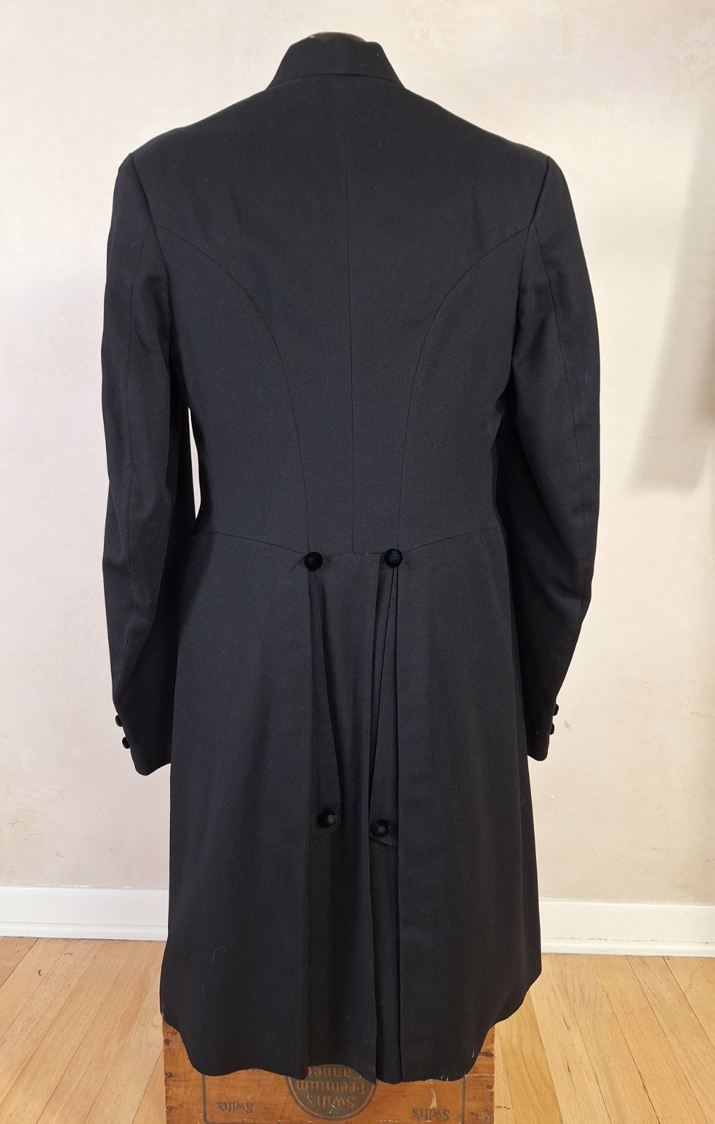 Antique Men's Black Single Breasted Frock Coat 36R S Vtg 1900s Victorian Masonic