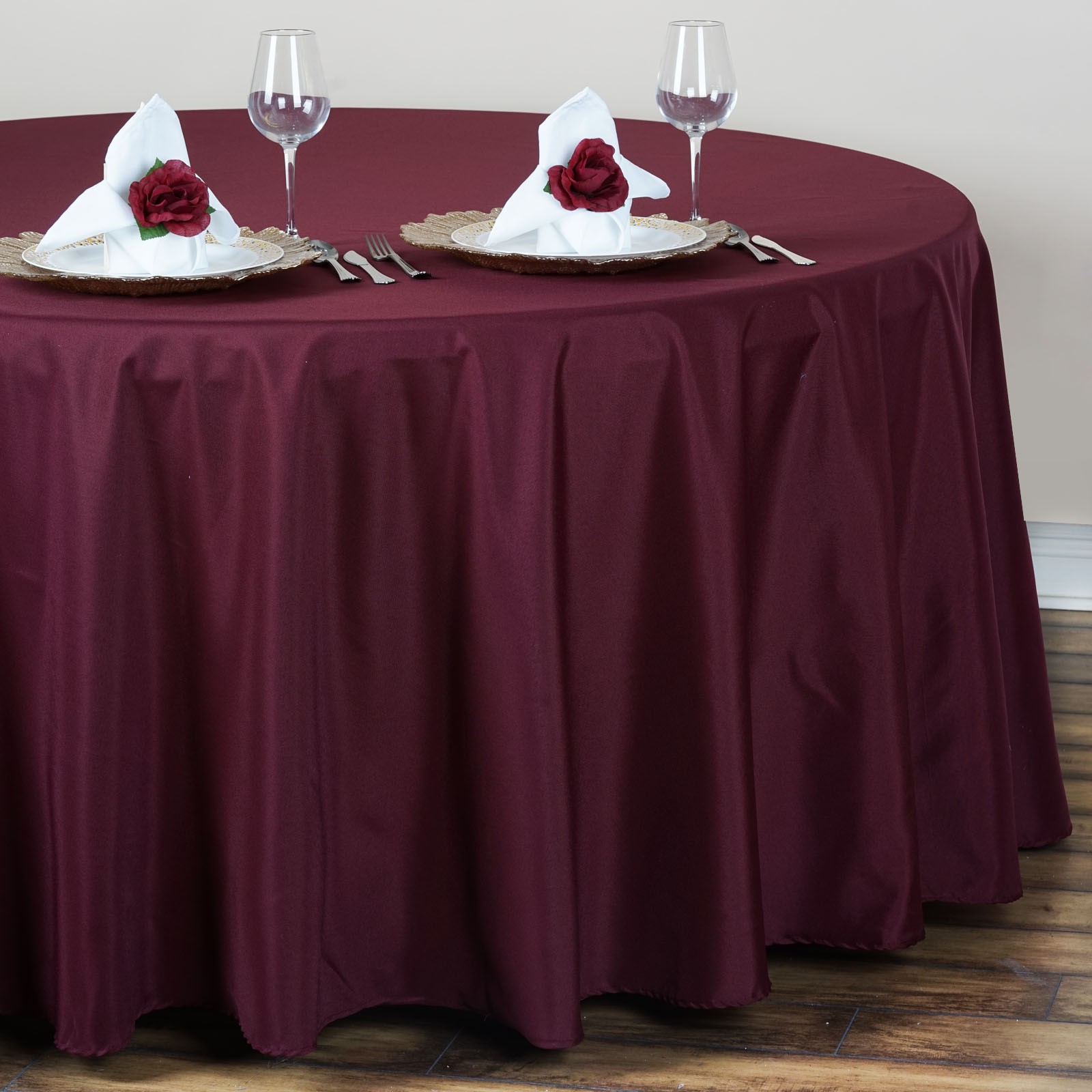 BURGUNDY 120 Inch ROUND TABLECLOTH Wedding Decorations Party Table Cover