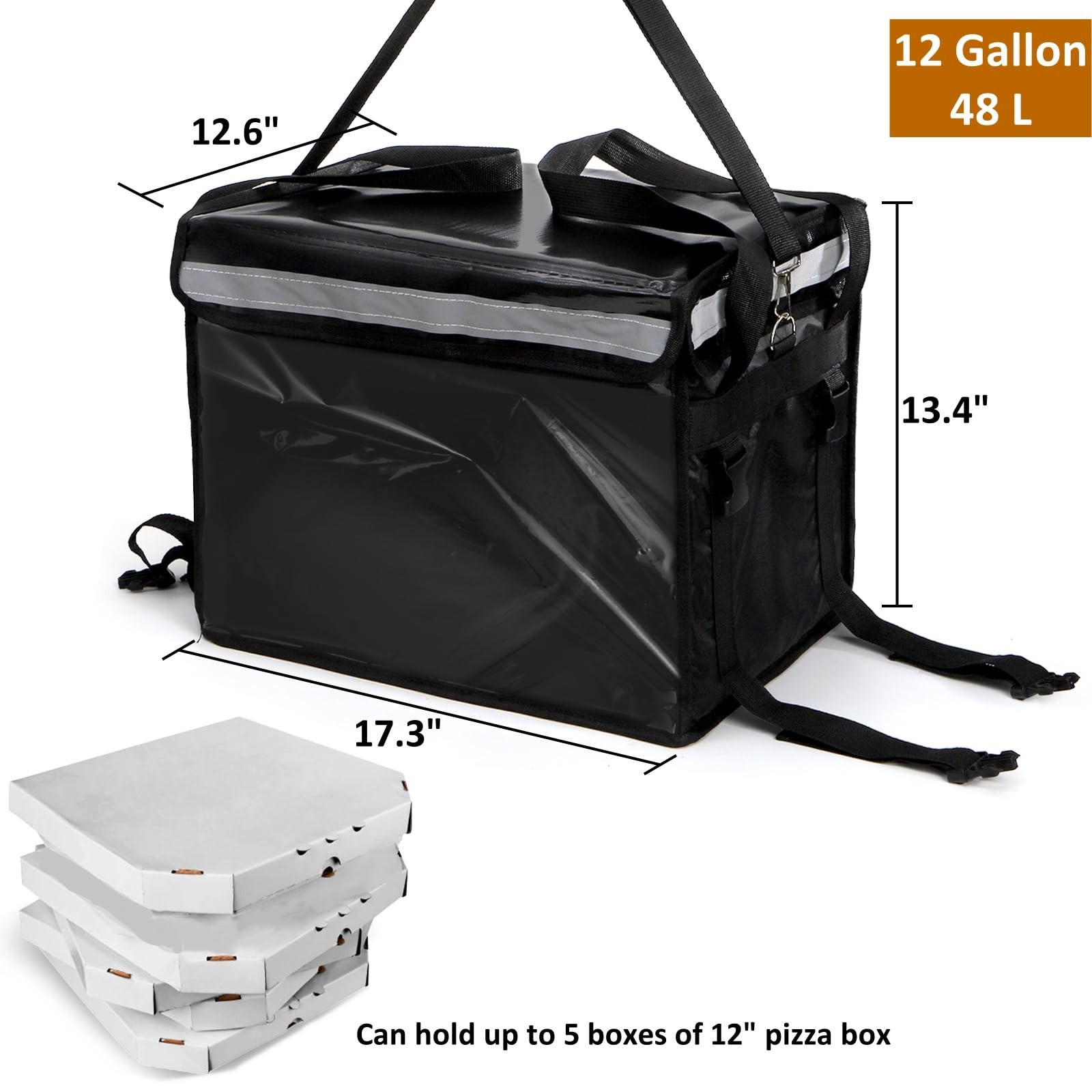 DEAYOU Insulated Food Delivery Bag for Bike, Pizza Delivery Bag with Divider and