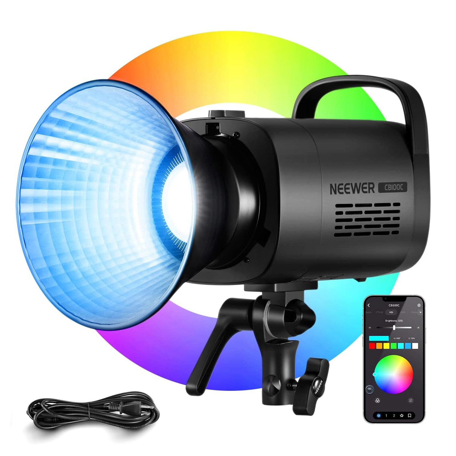 NEEWER CB100C APP Control 360°Full Color 130w RGB LED Continuous Video Light