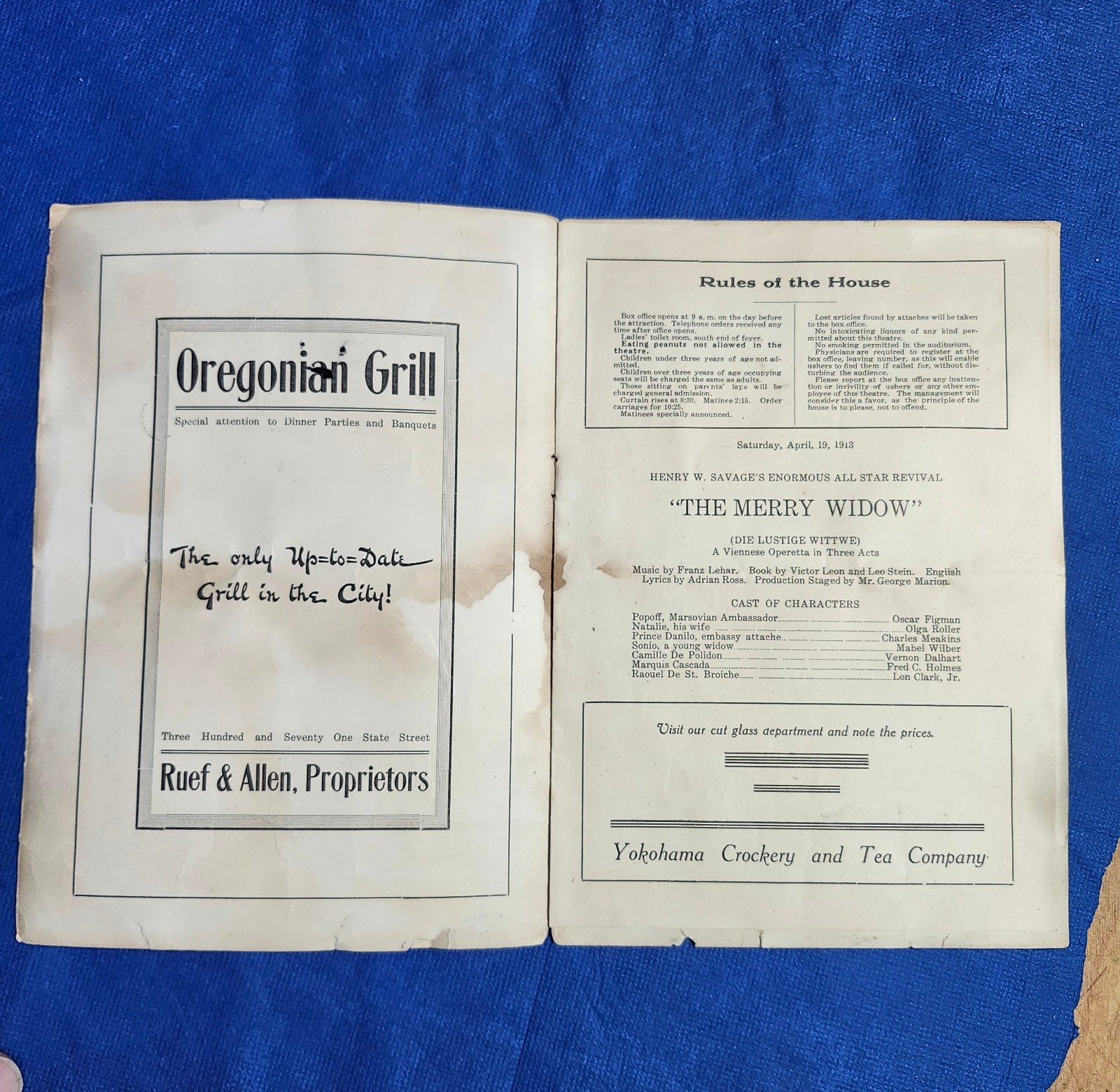 Original 1913 Theatre Program Booklet Salem Oregon GRAND OPERA HOUSE