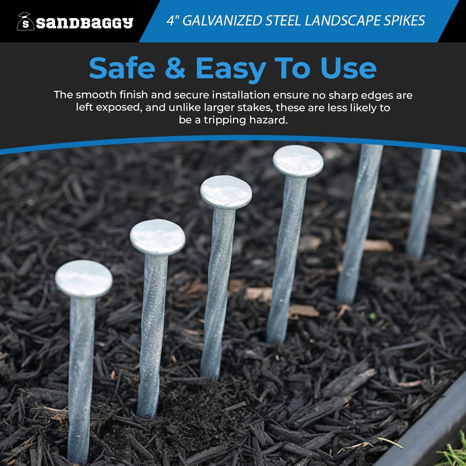 4 in. Galvanized Spiral Landscape Edging Spikes - 7 Gauge Steel - Sandbaggy