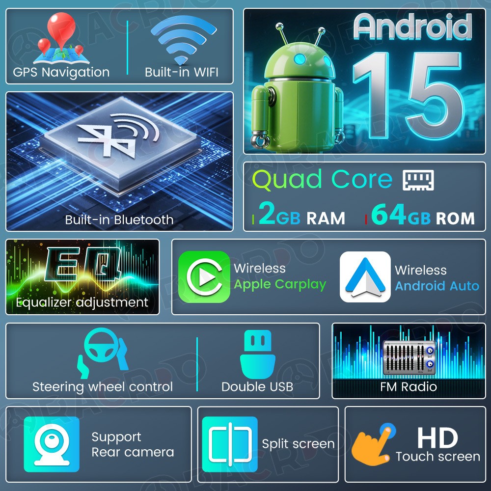 64G For Toyota Corolla 2003-2008 Car Stereo Radio Carplay Android15 GPS WIFI SWC