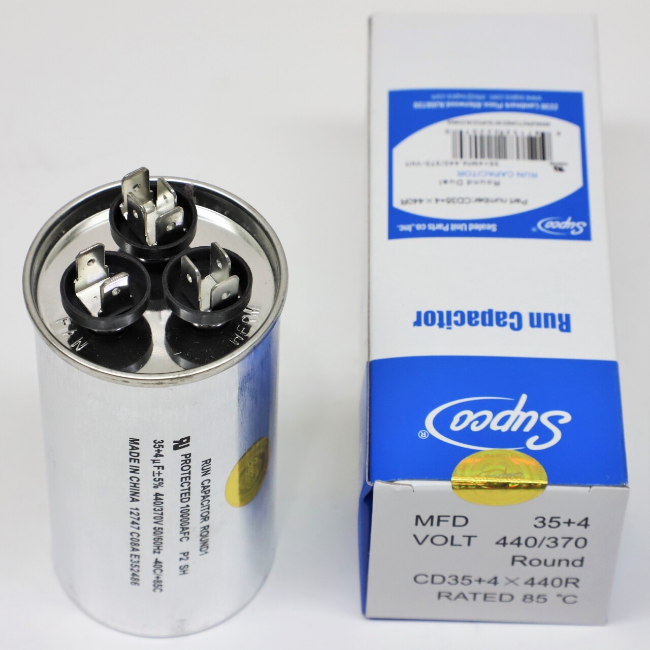 Supco CD35+4X440R HVAC Motor Round Dual Run Capacitor 35 + 4 MFD 440 Volts