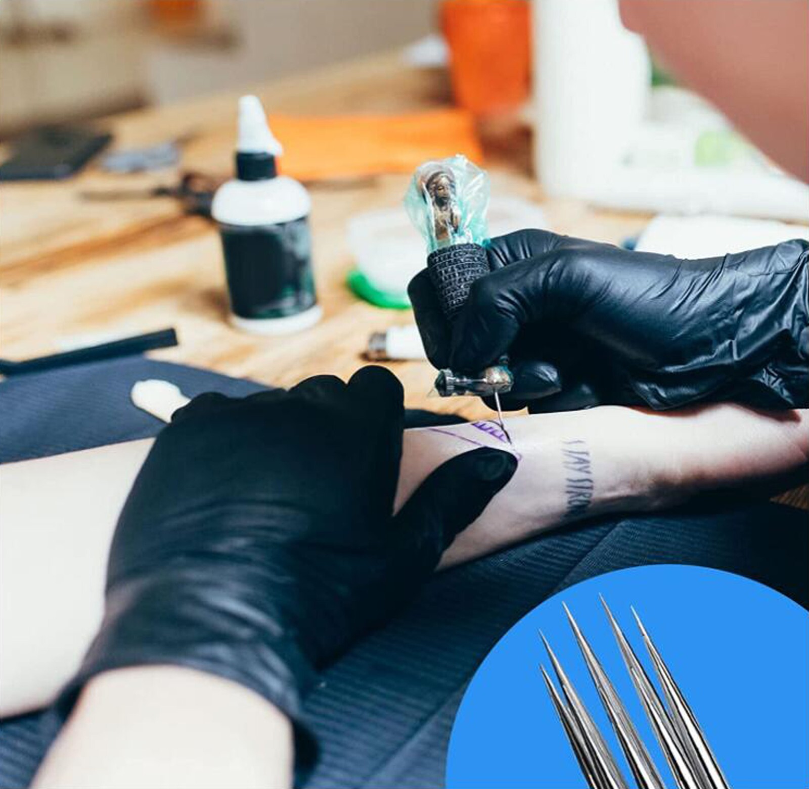 25,50,100 pcs Sterilized Tattoo Needles and Matching Tips RL/RS/F/M1/M2/RM