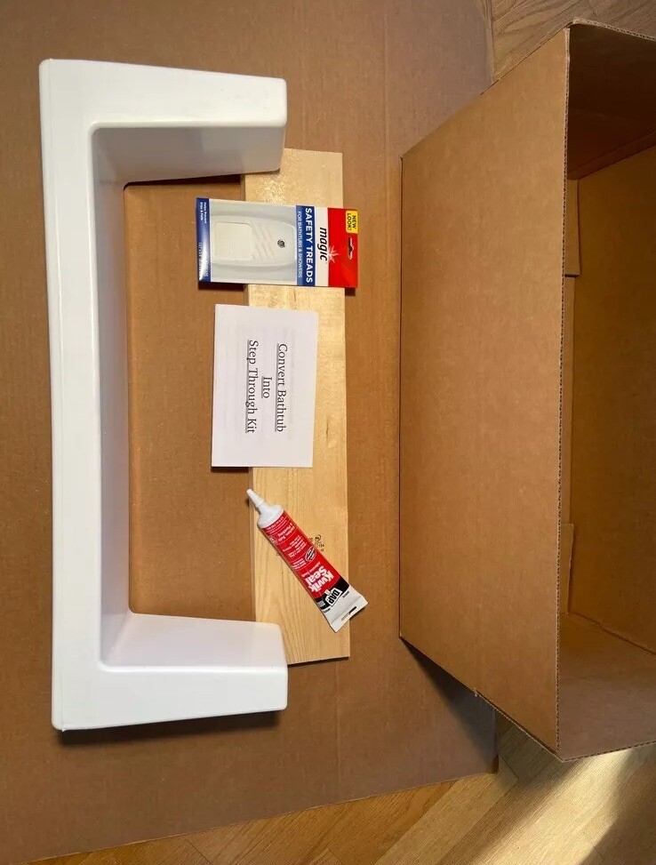 Walk-In Bath Tub Shower Step-Through Insert Kit DIY White