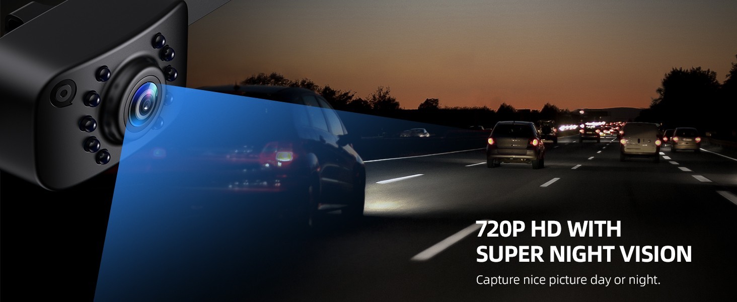 ERT01 HD Backup Camera,Universal Rear View License Plate 149°Night Vision IP69K